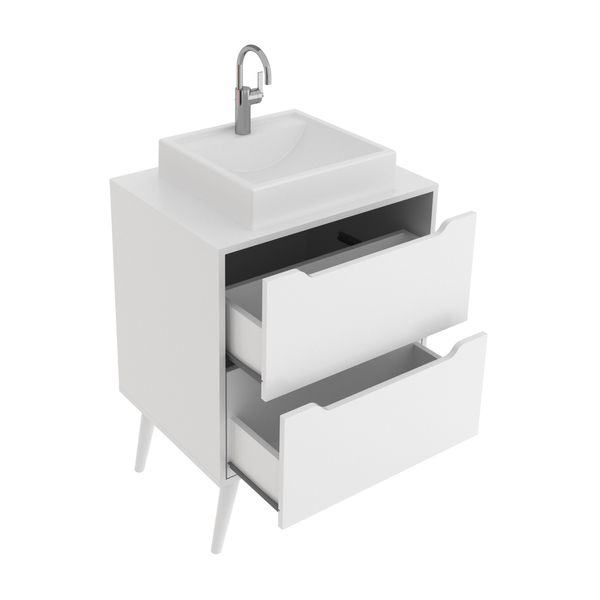 Gabinete Banheiro 60cm 2 Gavetas Retrô Multimóveis CR10119 Branco