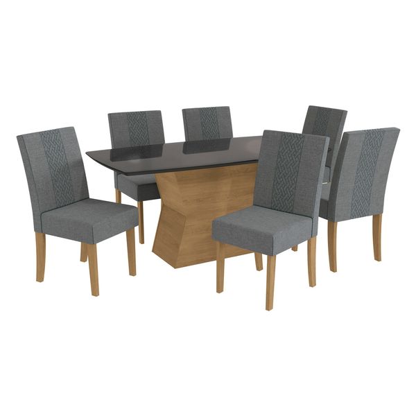 Conjunto Mesa de Jantar 170cm com 6 Cadeiras Multimóveis CR50065 Freijó/Preto