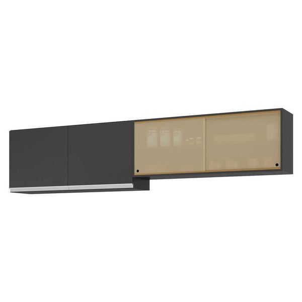 Kit 2 Armários de Cozinha Aéreos 4 Portas Veneza Multimóveis MP2150 Preto/Branco