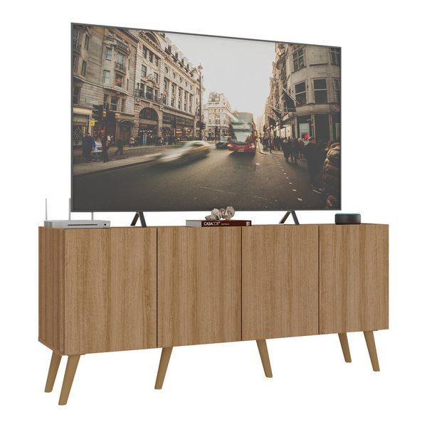 Rack Retrô para TV até 50 Polegadas com 4 Portas Multimóveis MP1071 Rustic/Natural