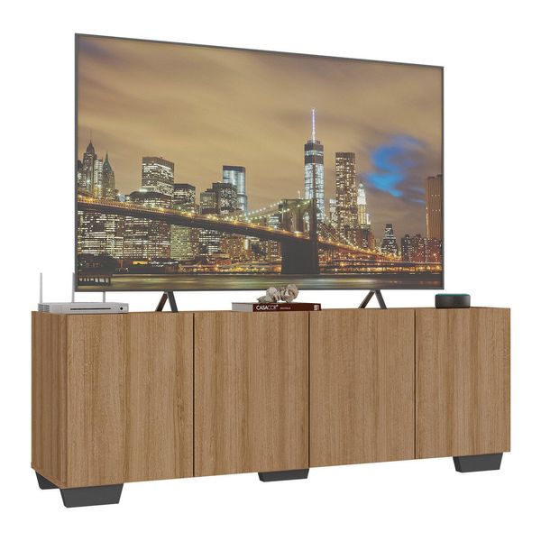 Rack para TV até 50 Polegadas com 4 Portas Multimóveis MP1072 Rustic/Preto