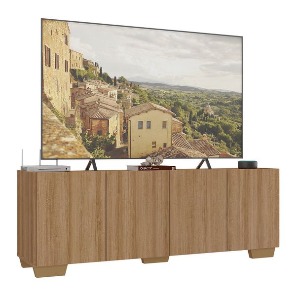 Rack para TV até 50 Polegadas com 4 Portas Multimóveis MP1072 Rustic/Natural