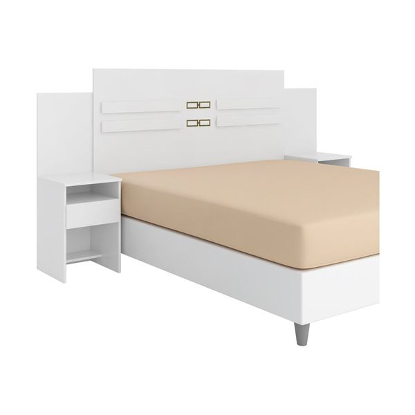 Cabeceira Casal 216cm com 2 Mesas de Cabeceira Multimóveis CR35184 Branco