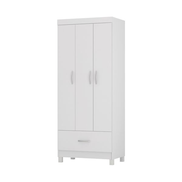 Guarda-Roupas Solteiro 3 Portas 1 Gaveta Multimóveis CR35185 Branco