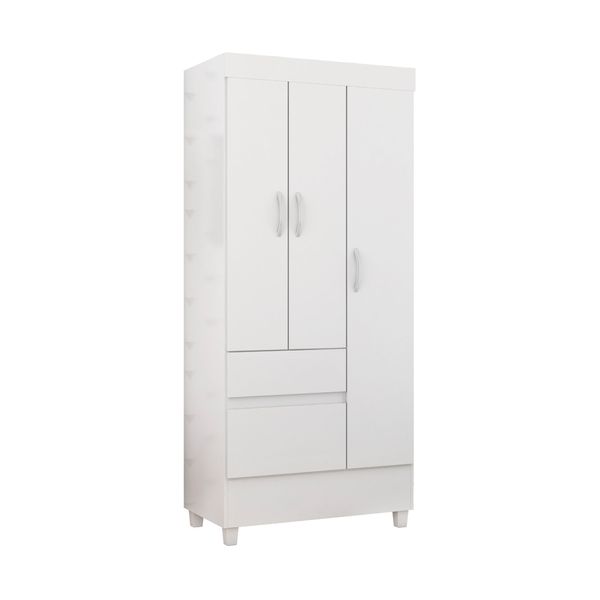 Guarda-Roupas Solteiro 3 Portas 2 Gavetas Multimóveis CR35186 Branco