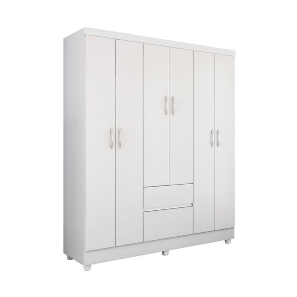 Guarda-Roupas Solteiro 6 Portas 2 Gavetas Multimóveis CR35193 Branco