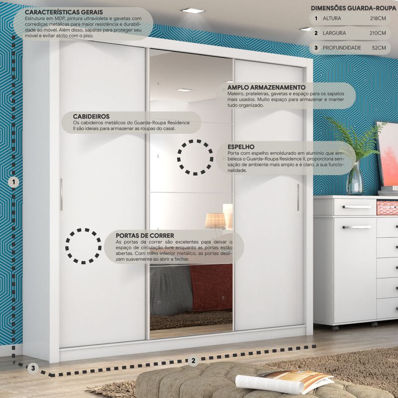 Roupeiro com portas de correr Elegância e espaço organizado para o seu  quarto