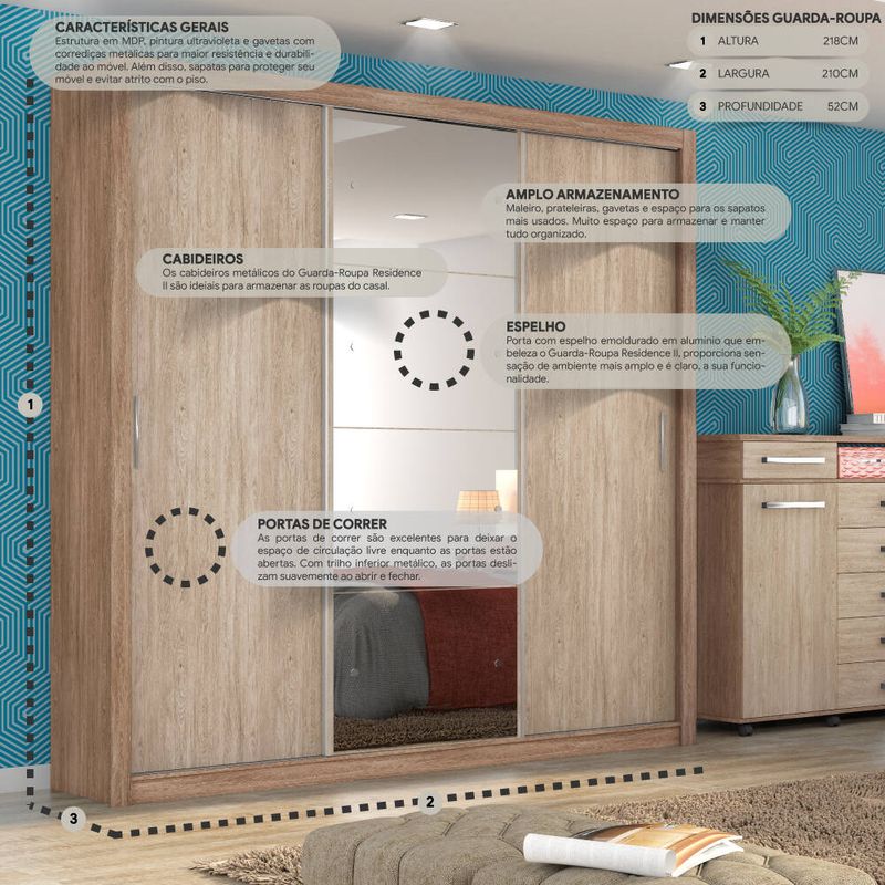 Roupeiro com portas de correr Elegância e espaço organizado para o seu  quarto