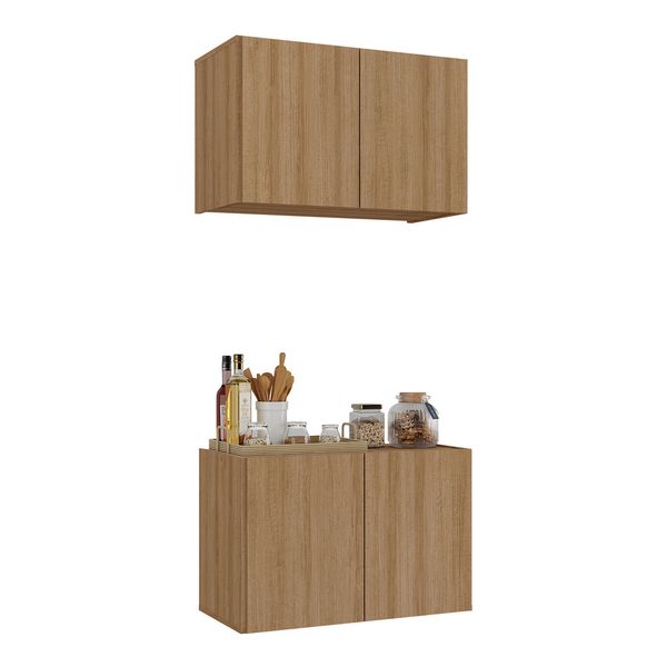 Kit Armário de Cozinha e Balcão 2 Portas Multimóveis MP2163 Rustic