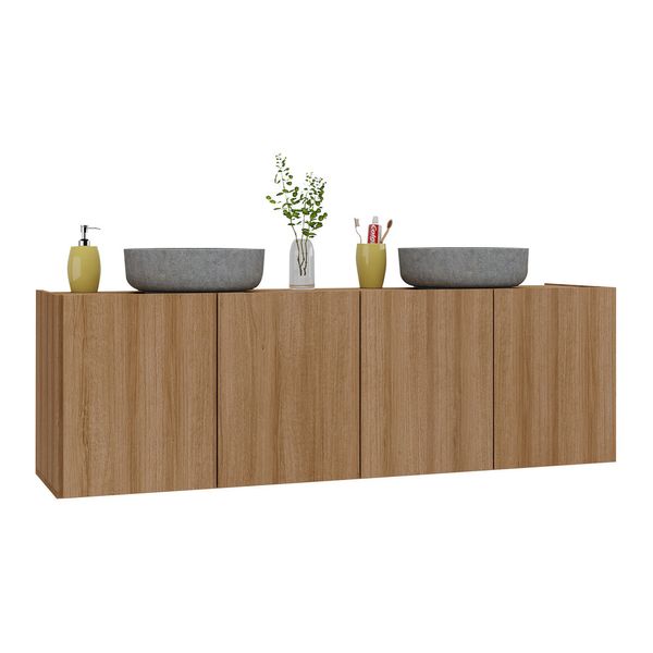 Gabinete de Banheiro 123,5cm Suspenso 4 Portas Multimóveis MP5047 Rustic