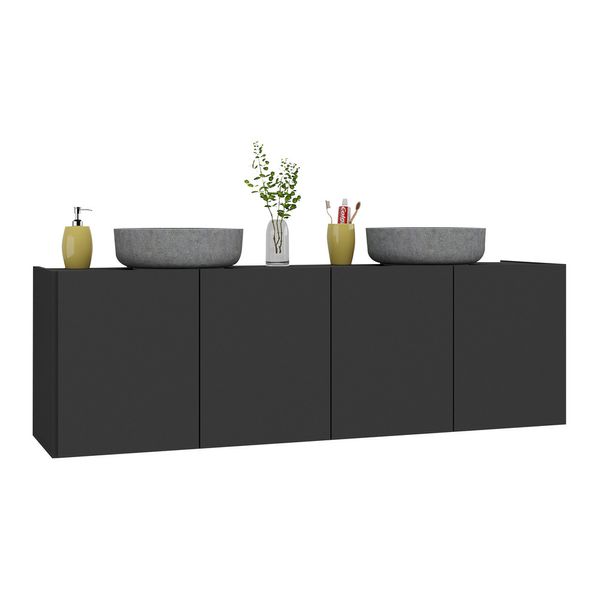 Gabinete de Banheiro 123,5cm Suspenso 4 Portas Multimóveis MP5047 Preto