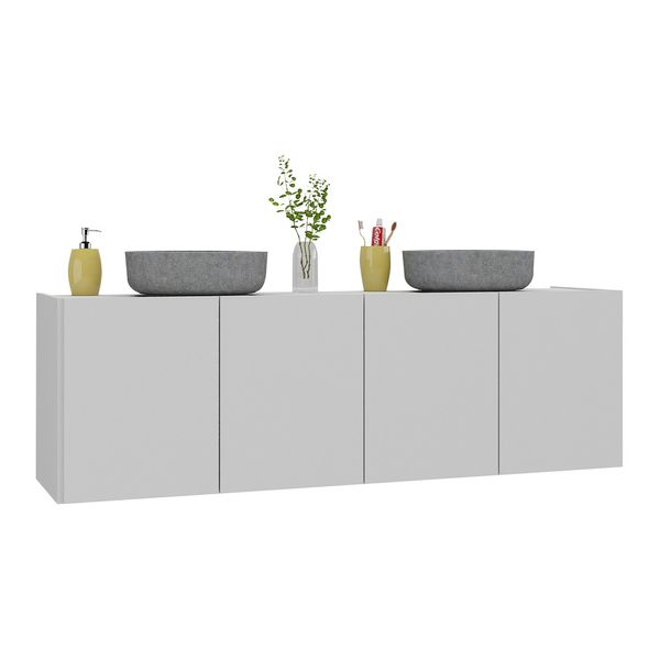 Gabinete de Banheiro 123,5cm Suspenso 4 Portas Multimóveis MP5047 Branco