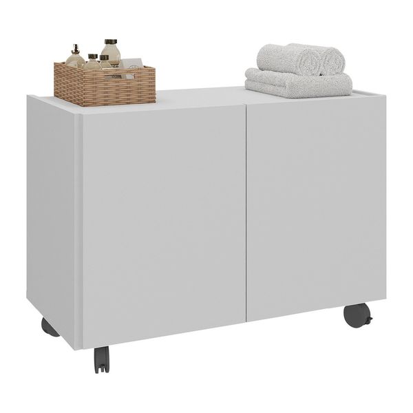 Gabinete Armário de Banheiro 62,5cm com Rodízios 2 Portas Multimóveis MP5043 Branco