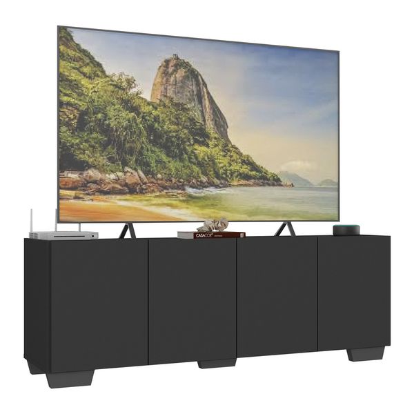 Rack para TV até 50 Polegadas com 4 Portas Multimóveis MP1072 Preto