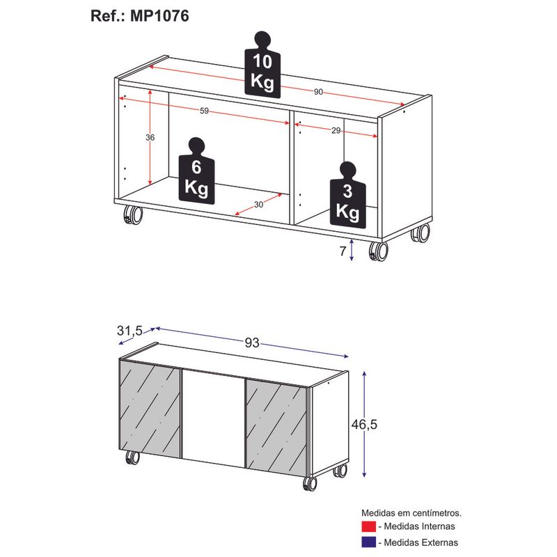 rack-tv-ate-32-polegadas-3-portas-com-rodizios-e-espelhos-multimoveis-mp1076-grafite