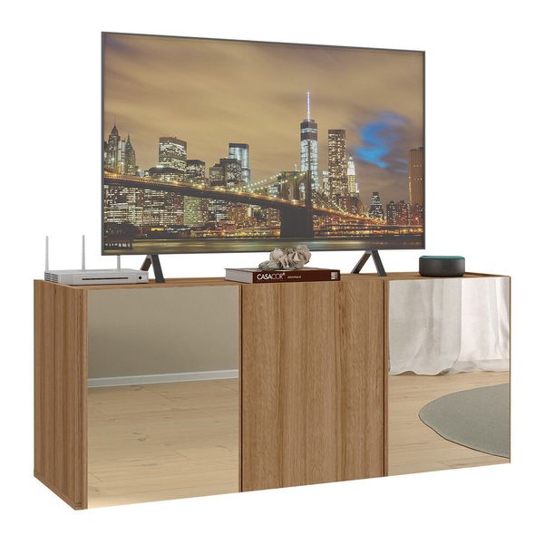 Rack TV até 32 Polegadas 3 Portas Suspenso com Espelhos Multimóveis MP1077 Rustic