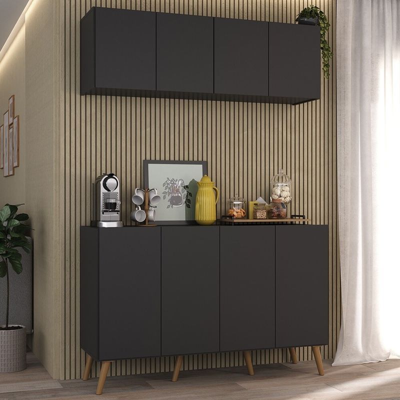 conjunto-cantinho-do-cafe-retro-armario-e-aparador-4-portas-multimoveis-mp1084-preto-natural