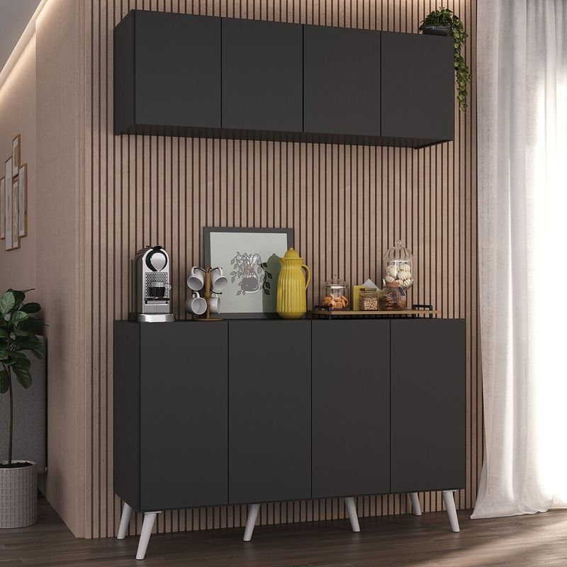conjunto-cantinho-do-cafe-retro-armario-e-aparador-4-portas-multimoveis-mp1084-preto-branco