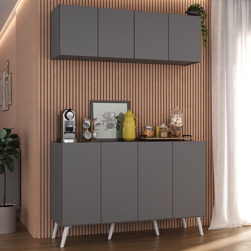 conjunto-cantinho-do-cafe-retro-armario-e-aparador-4-portas-multimoveis-mp1084-grafite-branco