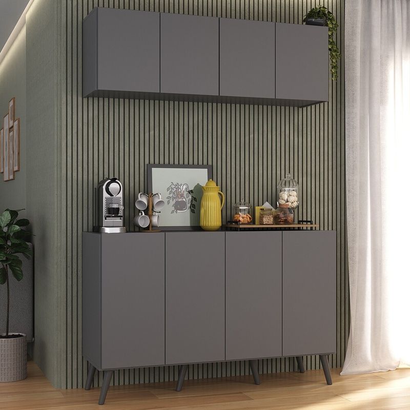 conjunto-cantinho-do-cafe-retro-armario-e-aparador-4-portas-multimoveis-mp1084-grafite-preto
