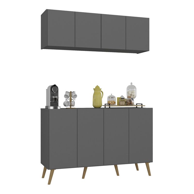 conjunto-cantinho-do-cafe-retro-armario-e-aparador-4-portas-multimoveis-mp1084-grafite-natural