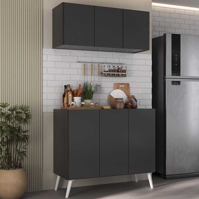 kit-armario-de-cozinha-aereo-e-balcao-3-portas-retro-multimoveis-mp2168-preto-branco