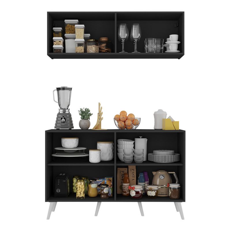 kit-armario-de-cozinha-aereo-e-balcao-4-portas-retro-multimoveis-mp2170-preto-branco