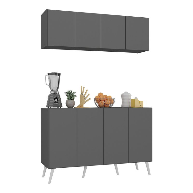 kit-armario-de-cozinha-aereo-e-balcao-4-portas-retro-multimoveis-mp2170-grafite-branco