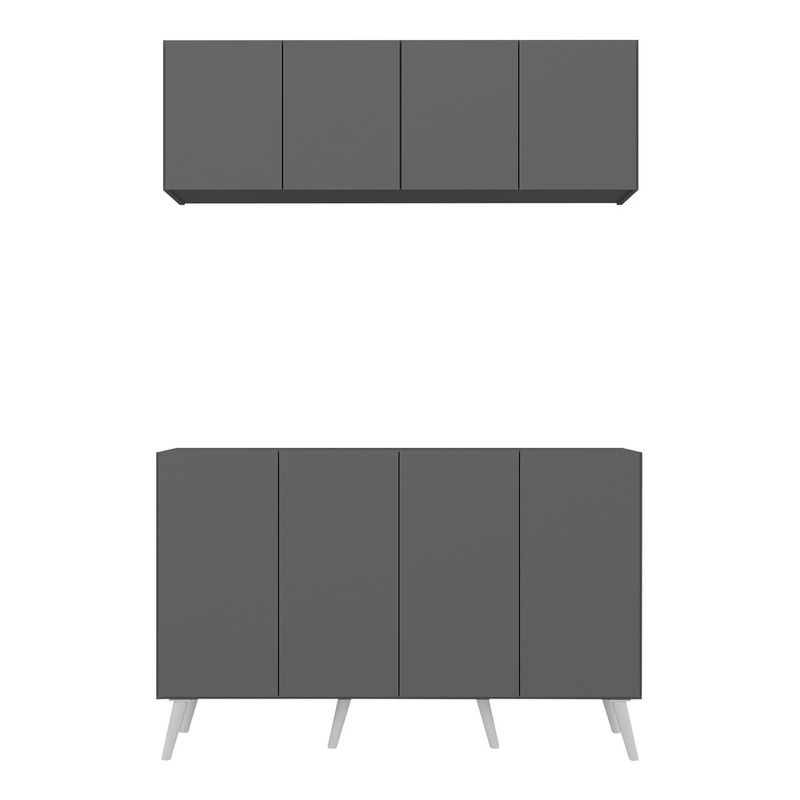 kit-armario-de-cozinha-aereo-e-balcao-4-portas-retro-multimoveis-mp2170-grafite-branco