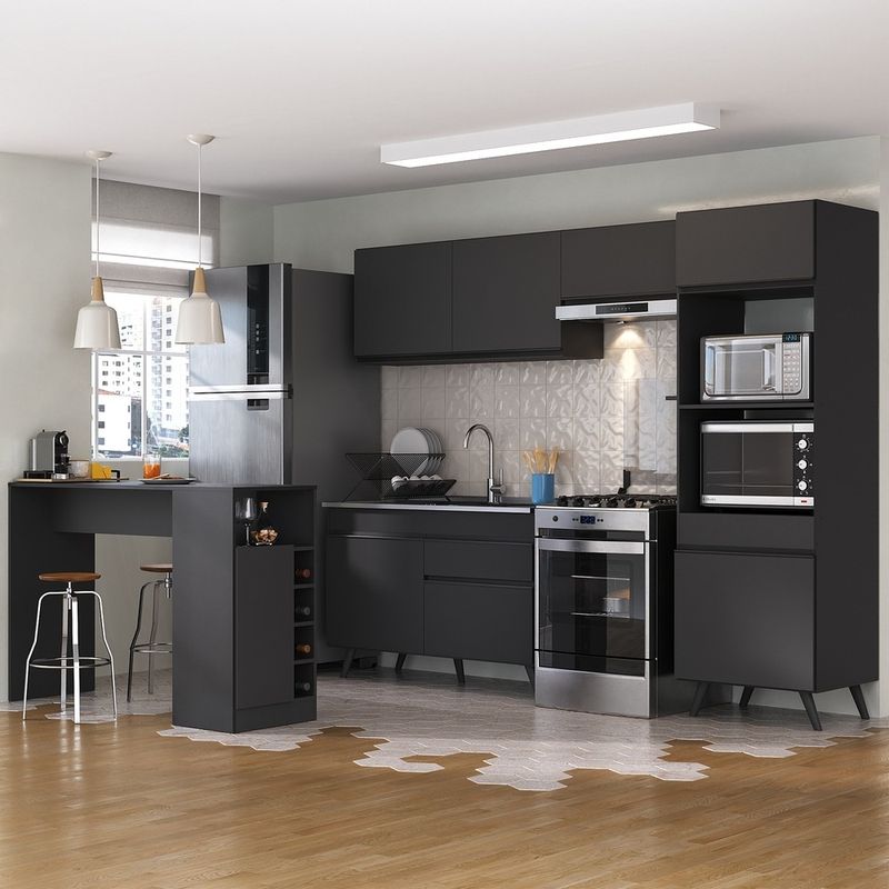 armario-de-cozinha-com-bancada-mesa-gourmet-veneza-multimoveis-mp2174-preto