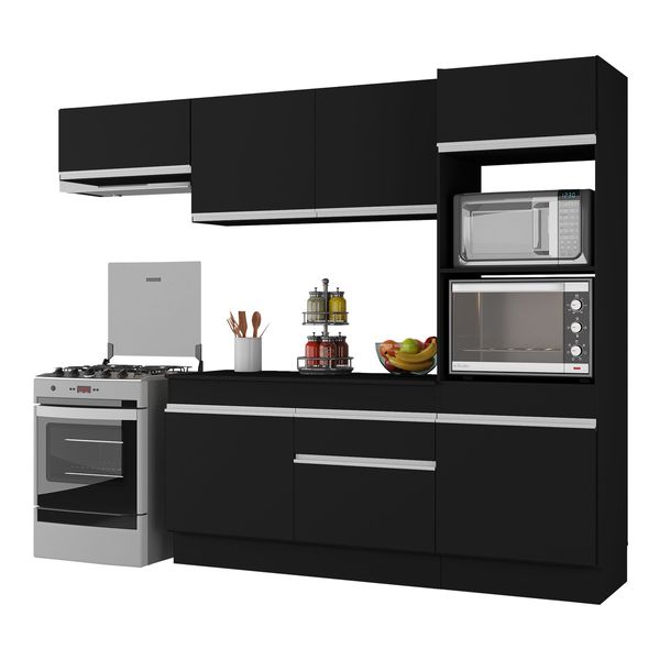 Armário de Cozinha Compacta 4 peças com Rodapé MP2176 Made Multimóveis Preto/Branco