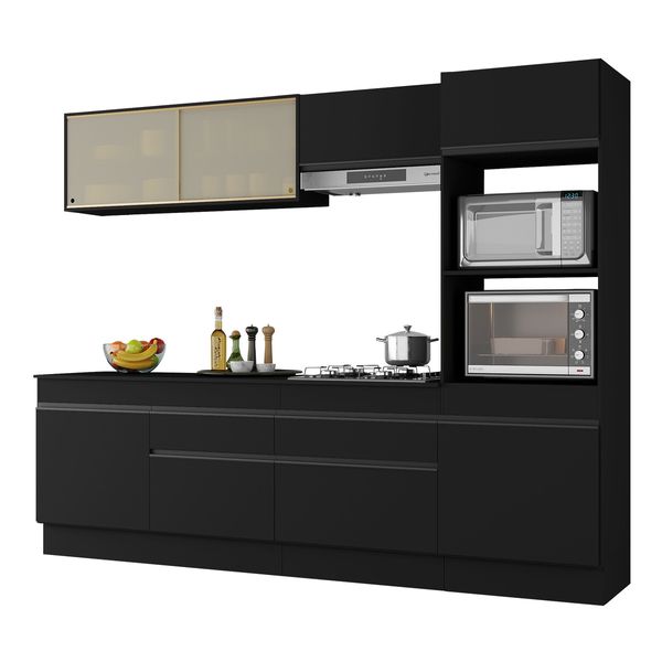Armário de Cozinha Completa 5 peças com Rodapé MP2181 Made Multimóveis Preto