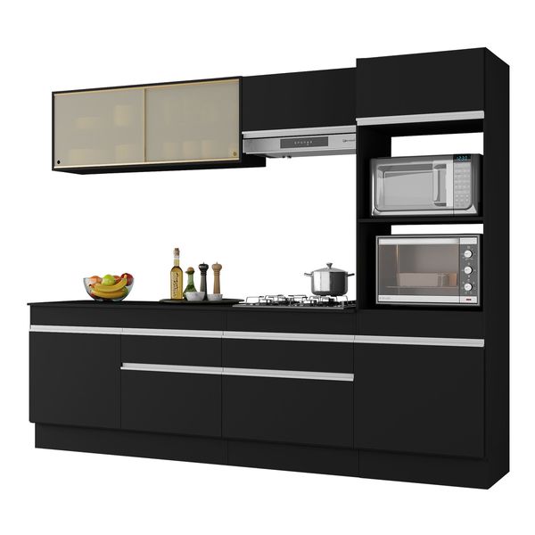 Armário de Cozinha Completa 5 peças com Rodapé MP2181 Made Multimóveis Preto/Branco