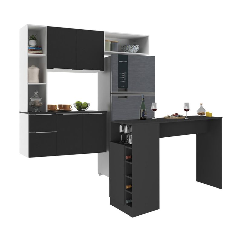 armario-de-cozinha-com-mesa-gourmet-Sofia-multimoveis-mp2197-branco-preto