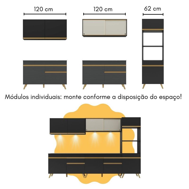 armario-de-cozinha-completa-com-bancada-americana-veneza-multimoveis-mp2199-preto-dourado