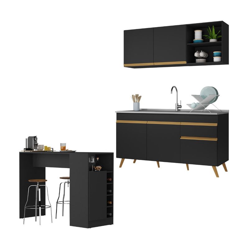 armario-de-cozinha-compacta-com-bancada-americana-veneza-multimoveis-mp2200-preto-dourado