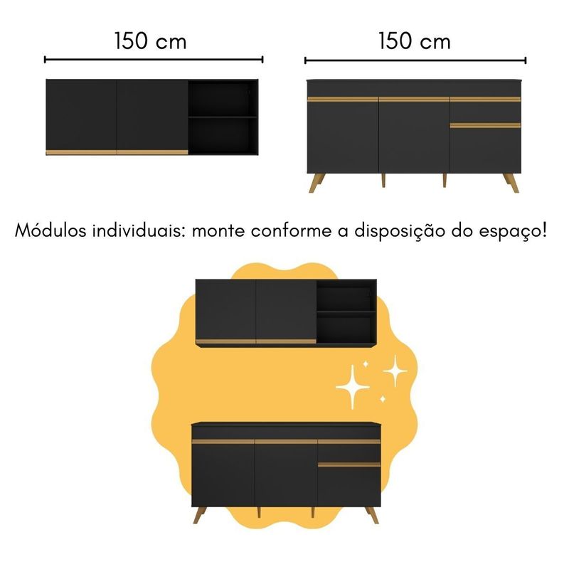 armario-de-cozinha-compacta-com-bancada-americana-veneza-multimoveis-mp2200-preto-dourado