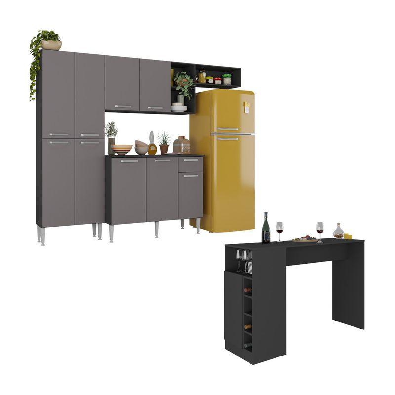 armario-de-cozinha-compacta-com-bancada-americana-pequim-multimoveis-mp2204-preto-lacca-fume
