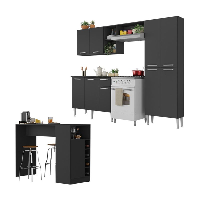 armario-de-cozinha-com-mesa-gourmet-pequim-multimoveis-mp2205-preto