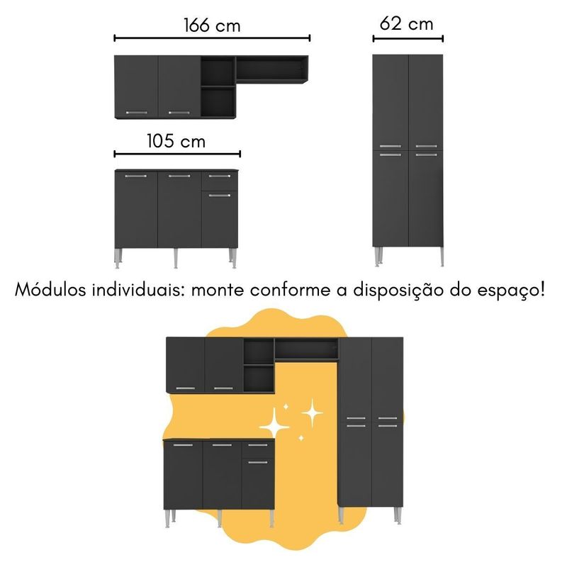 armario-de-cozinha-com-mesa-gourmet-pequim-multimoveis-mp2205-preto