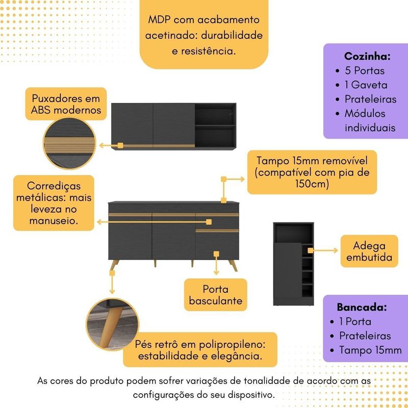 armario-de-cozinha-compacta-com-mesa-gourmet-veneza-multimoveis-mp2201-preto-dourado