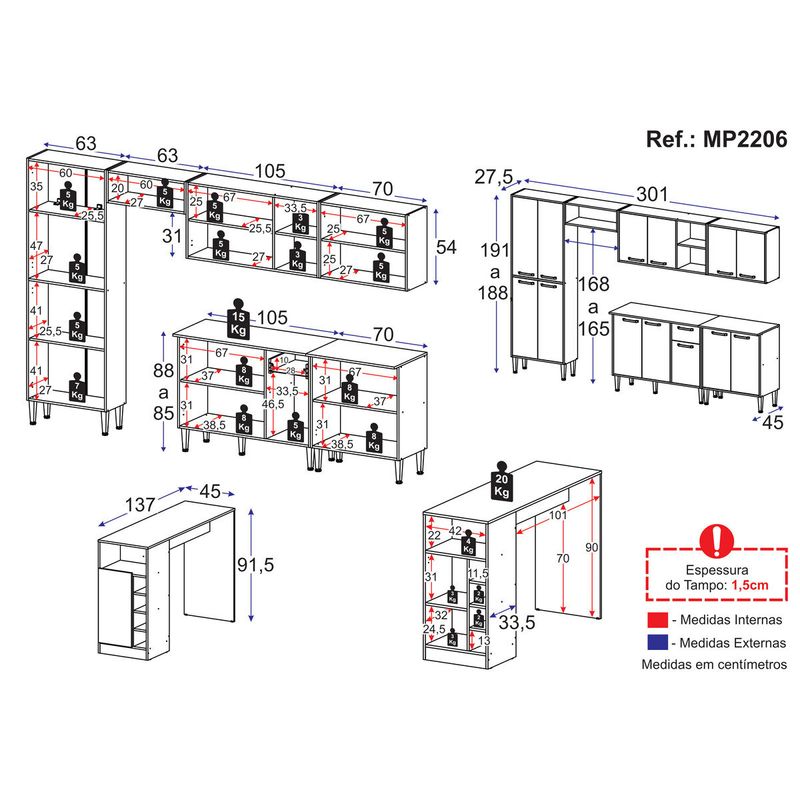 armario-de-cozinha-modulado-com-bancada-americana-Xangai-multimoveis-mp2206-branco-preto