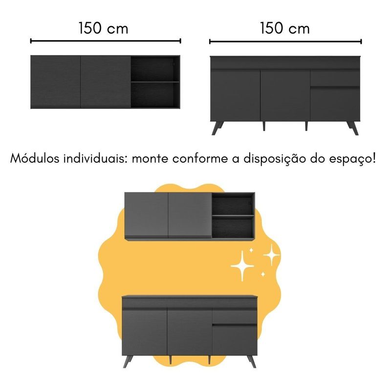 armario-de-cozinha-compacta-com-mesa-gourmet-veneza-multimoveis-mp2201-preto