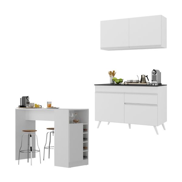 Cozinha Compacta com Bancada Americana 1 Porta Veneza Multimóveis MP2207 Branco
