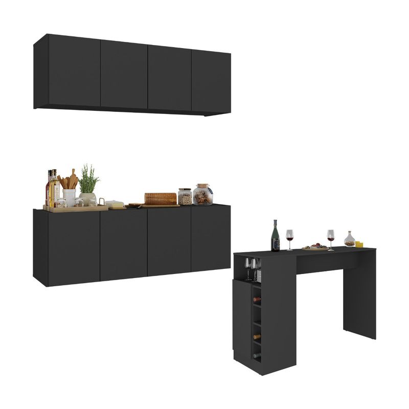 armario-de-cozinha-com-bancada-americana-mesa-gourmet-multimoveis-mp2202-preto