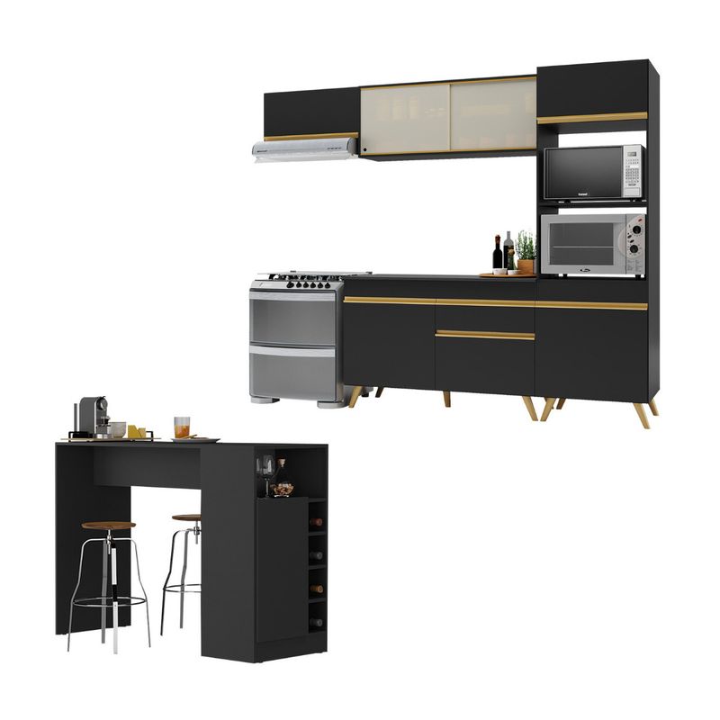 cozinha-modulada-com-bancada-americana-veneza-multimoveis-mp2208-preto-dourado
