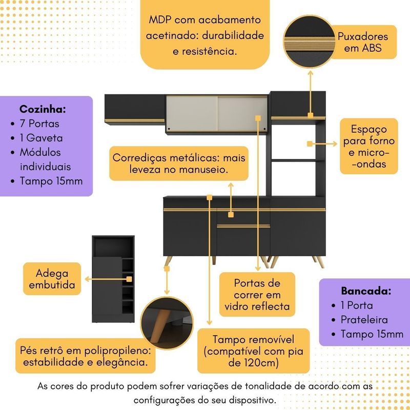 cozinha-modulada-com-bancada-americana-veneza-multimoveis-mp2208-preto-dourado