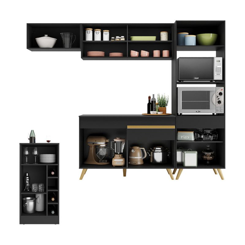 cozinha-modulada-com-bancada-americana-veneza-multimoveis-mp2208-preto-dourado