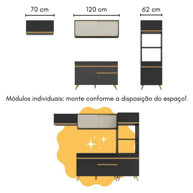 cozinha-modulada-com-bancada-americana-veneza-multimoveis-mp2208-preto-dourado