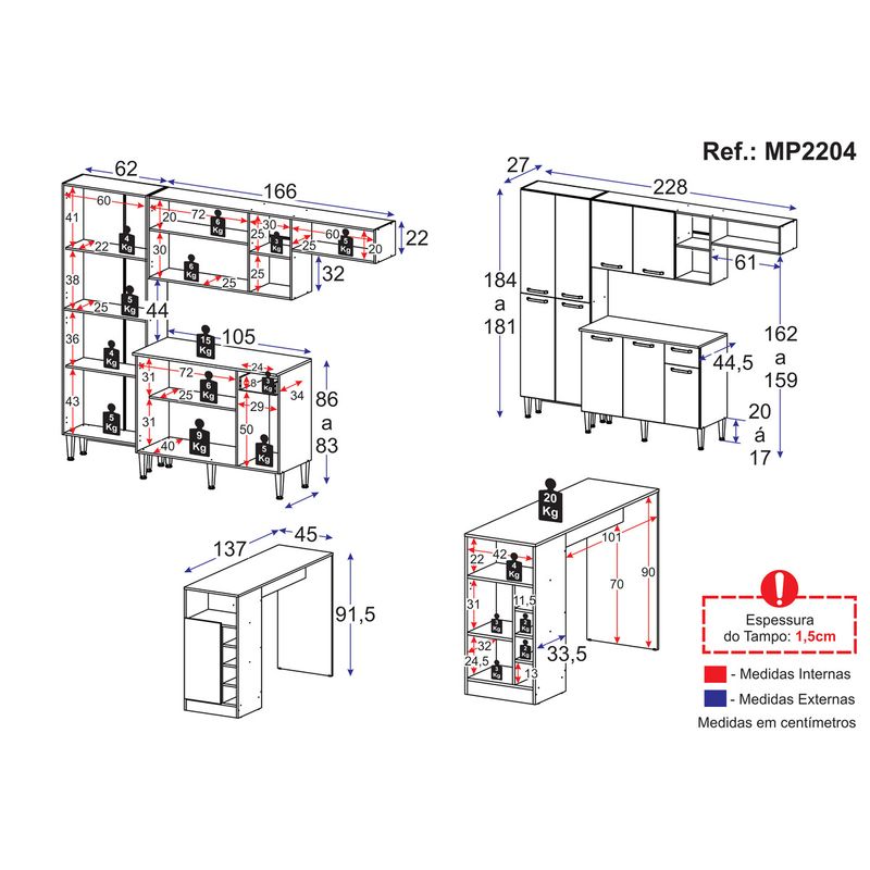 armario-de-cozinha-compacta-com-bancada-americana-pequim-multimoveis-mp2204-carvalho-avela-preto